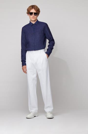 Koszula BOSS Slim Fit Ciemny Niebieskie Męskie (Pl07805)